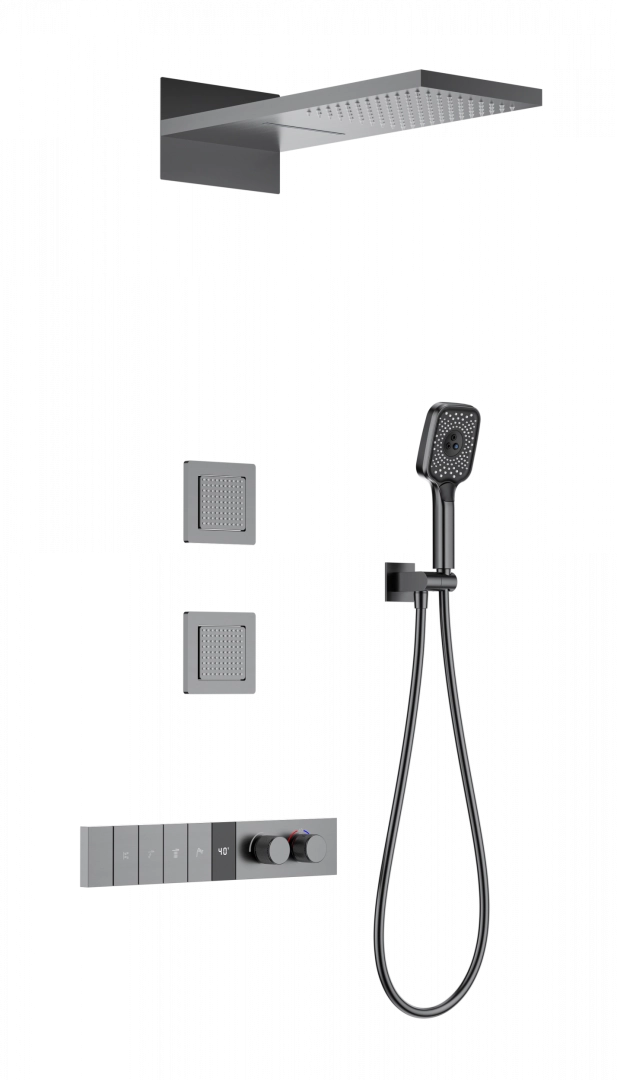 Душевая система Wonzon & Woghand с термостатом, встраиваемая, темный графит (WW-D4538-A-BGG) Душевая система Wonzon & Woghand с термостатом, встраиваемая, темный графит (WW-D4538-A-BGG)