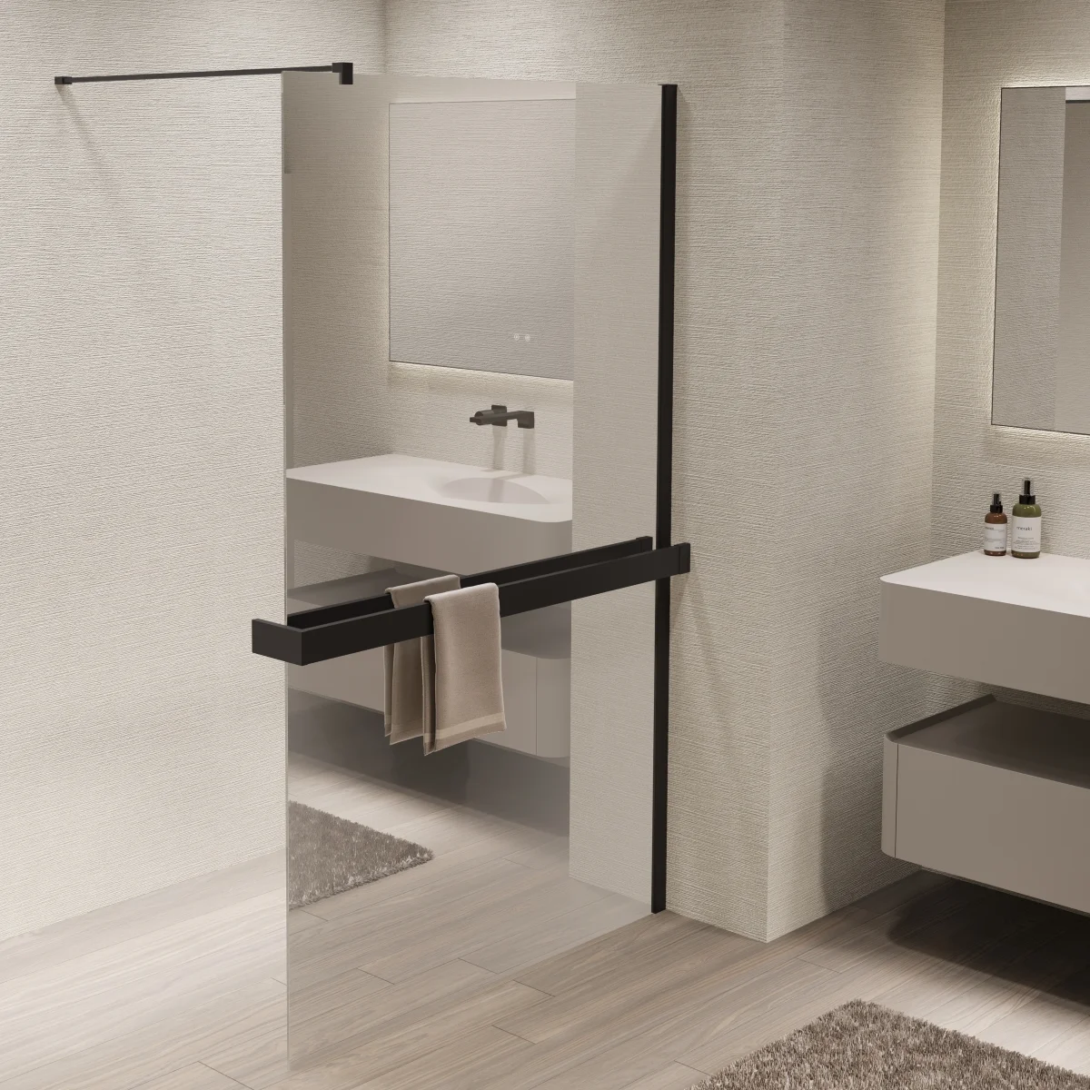 Душевая перегородка Vincea Walk-In VSW-1HR100MRB 1000x2000 черный, стекло зеркальное Душевая перегородка Vincea Walk-In VSW-1HR100MRB 1000x2000 черный, стекло зеркальное