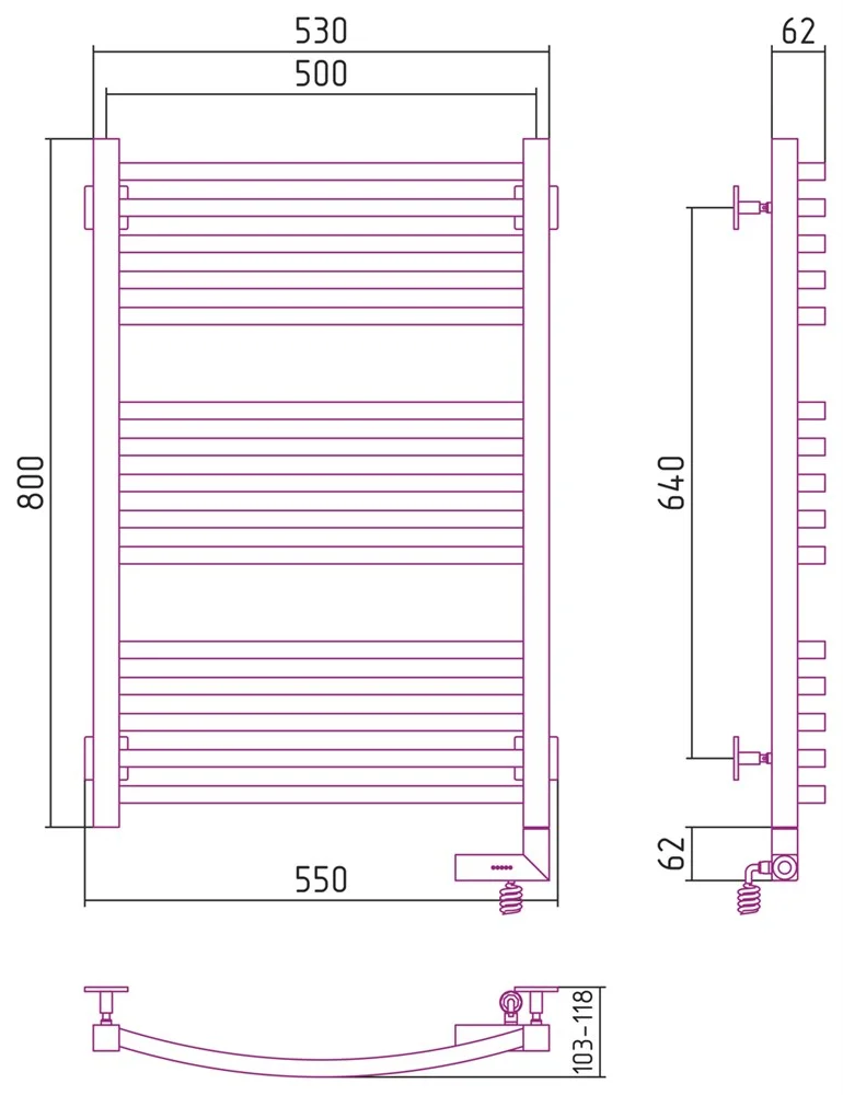 Полотенцесушитель электрический Сунержа Аркус 2.0 800x500 МЭМ правый 03-5605-8050 Золото Полотенцесушитель электрический Сунержа Аркус 2.0 800x500 МЭМ правый 03-5605-8050 Золото