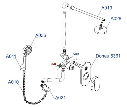 Душевая система WasserKRAFT A14028 встраиваемая хром Душевая система WasserKRAFT A14028 встраиваемая хром
