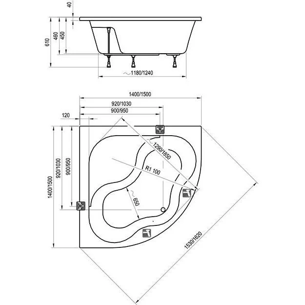 Акриловая ванна Ravak Gentiana 150x150 CG01000000 Акриловая ванна Ravak Gentiana 150x150 CG01000000