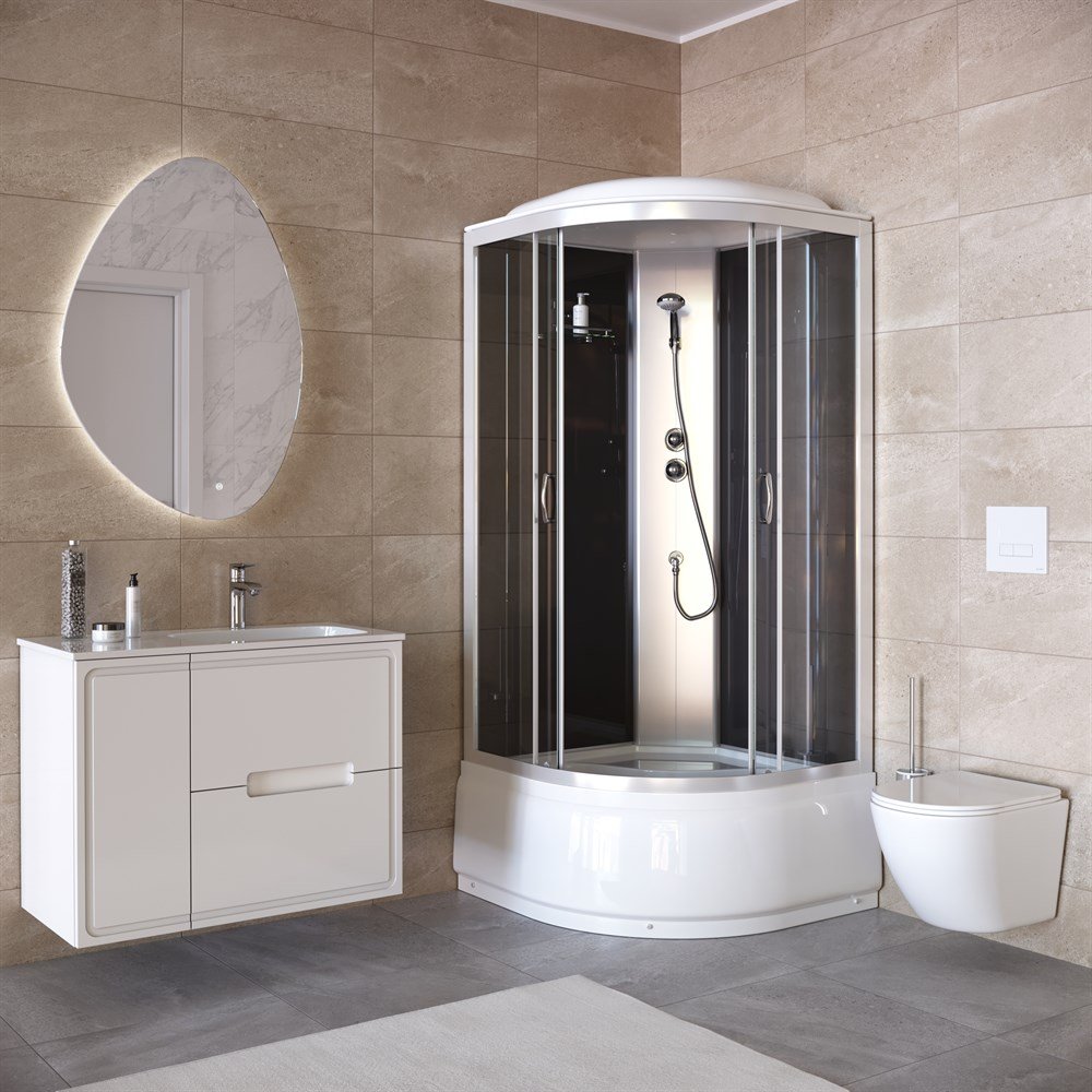 Детальная картинка товара «душевая кабина taliente 80x80x215см, четверть круга, тонированное стекло ta-8080g»
