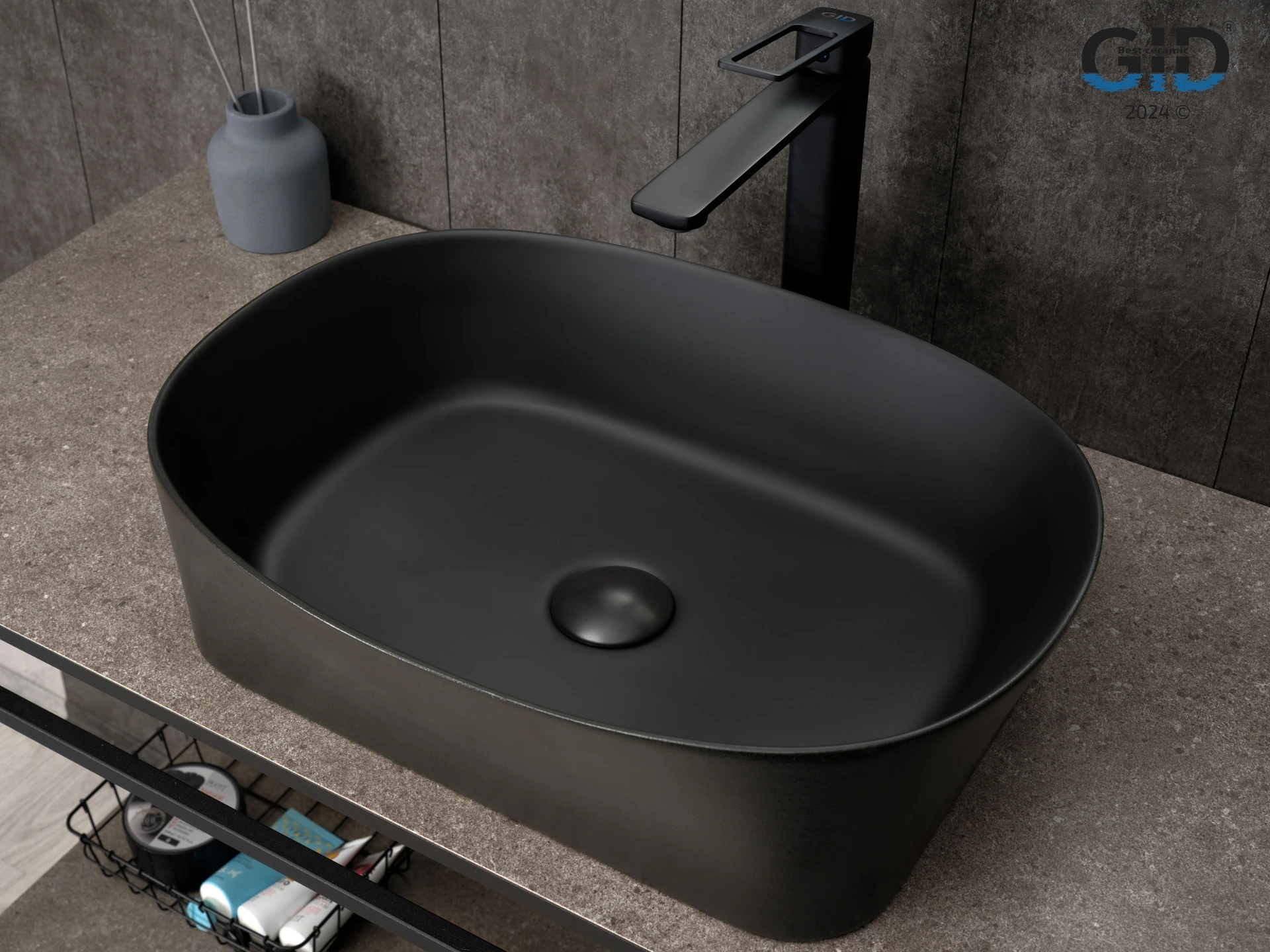 Раковина Gid N9028bg 53380 накладная черная графит 53x36x14 Раковина Gid N9028bg 53380 накладная черная графит 53x36x14