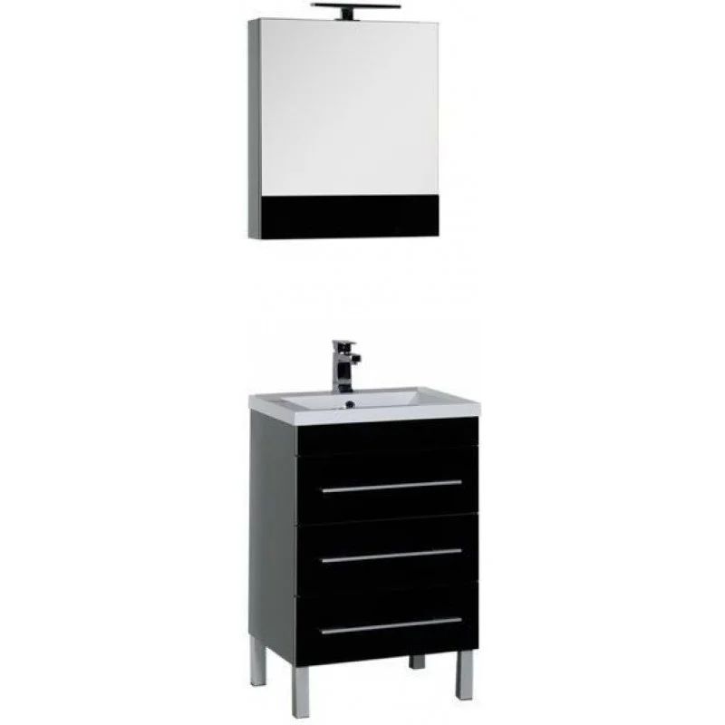 Комплект мебели Aquanet Верона NEW 58 черный (напольный 3 ящика) 00230311 Комплект мебели Aquanet Верона NEW 58 черный (напольный 3 ящика) 00230311