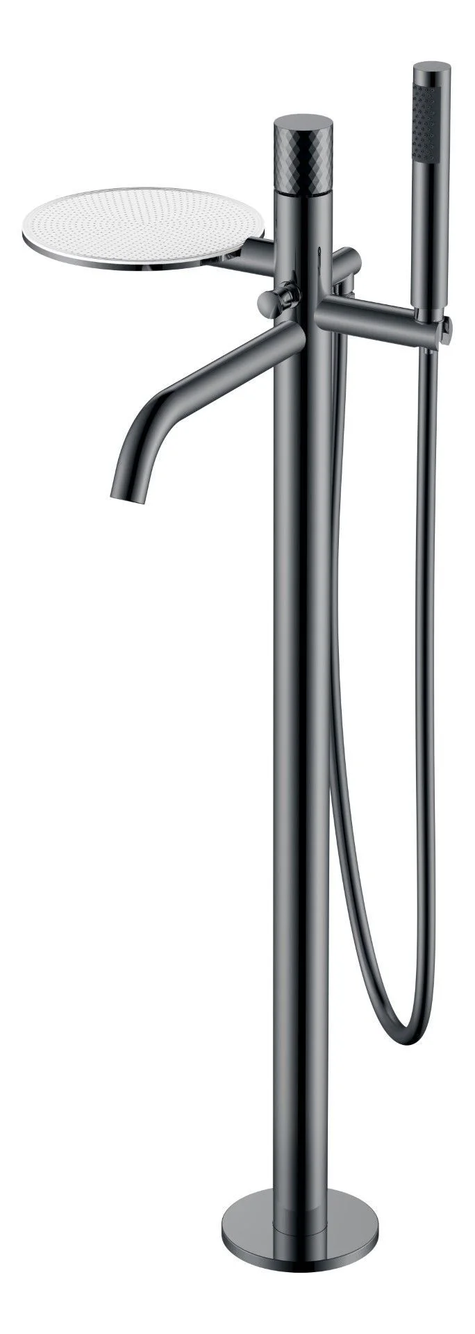 Смеситель для ванны Boheme STICK Shine Gun Metal с ручкой DIMOND напольный 129-SGM графит Смеситель для ванны Boheme STICK Shine Gun Metal с ручкой DIMOND напольный 129-SGM графит