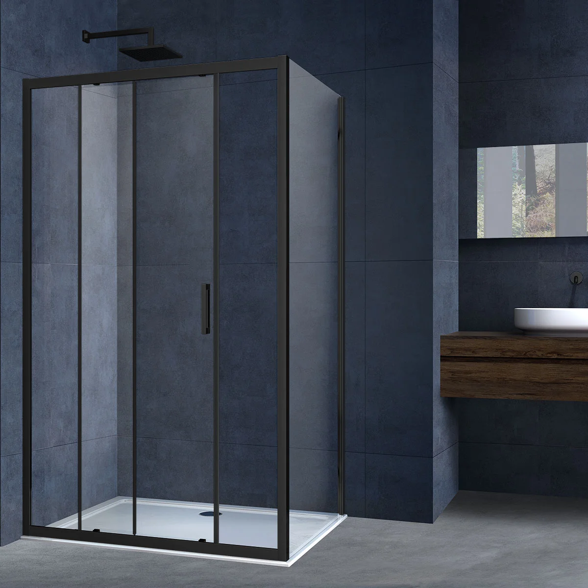 Душевой уголок Vincea Alpha VSR-3AL9011CLB, 1100x900, черный, стекло прозрачное Душевой уголок Vincea Alpha VSR-3AL9011CLB, 1100x900, черный, стекло прозрачное