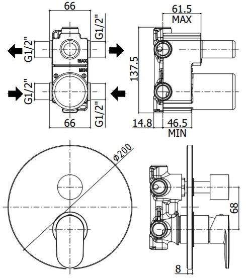 Смеситель для ванны Paffoni Candy CA018CR с внутренней частью, хром Смеситель для ванны Paffoni Candy CA018CR с внутренней частью, хром