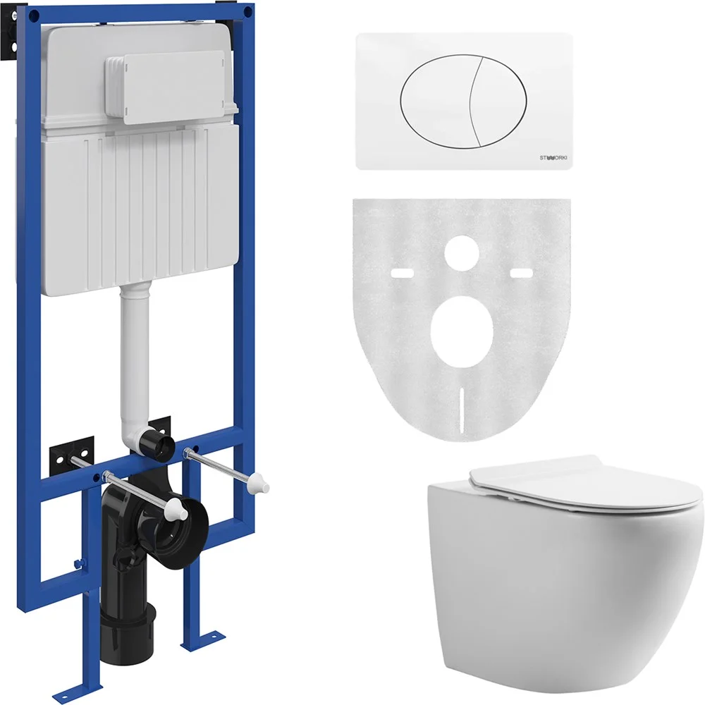 Комплект Унитаз подвесной STWORKI Кронборг KR-01up безободковый + Система инсталляции для унитазов S 555178 Комплект Унитаз подвесной STWORKI Кронборг KR-01up безободковый + Система инсталляции для унитазов S 555178