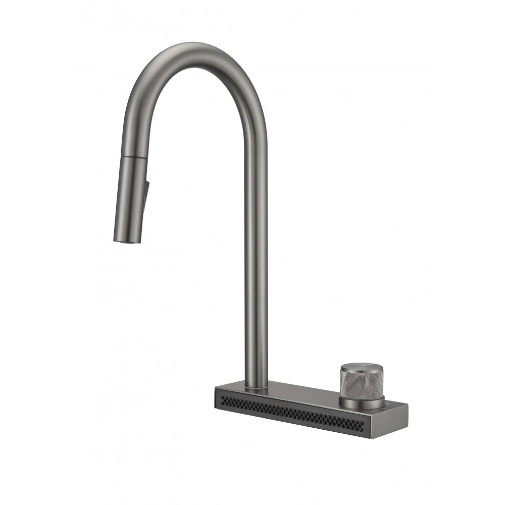 Смеситель для кухни Milacio Ultra (MCU.556.GM) с вытяжной лейкой, сталь воронёная Смеситель для кухни Milacio Ultra (MCU.556.GM) с вытяжной лейкой, сталь воронёная