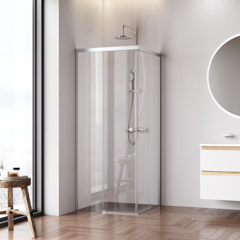 Детальная картинка товара «душевой уголок am.pm x-joy w94g-403-8080-мт1к 80x80 хром матовый, стекло прозрачное»