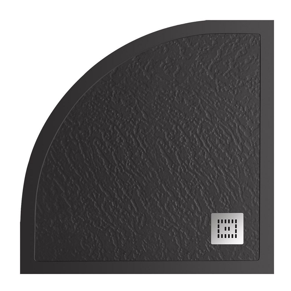 Детальная картинка товара «душевой поддон belbagno uno tray-mr-uno-r-90-550-35-nero-cr 900x900 из искусственного мрамора в комплекте с сифоном черный матовый»