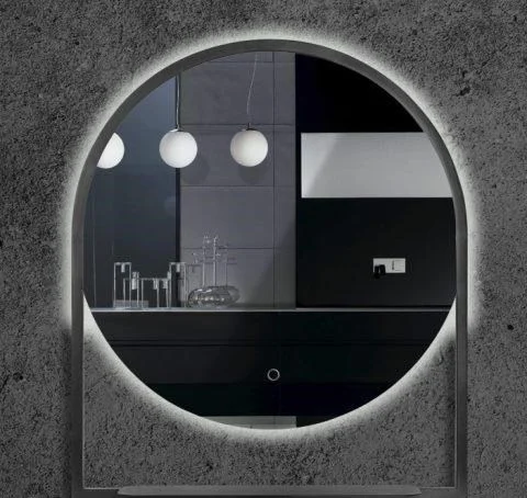 Зеркало Armadi Art Vallessi 550 круглое 60x70 с полочкой антрацит Зеркало Armadi Art Vallessi 550 круглое 60x70 с полочкой антрацит
