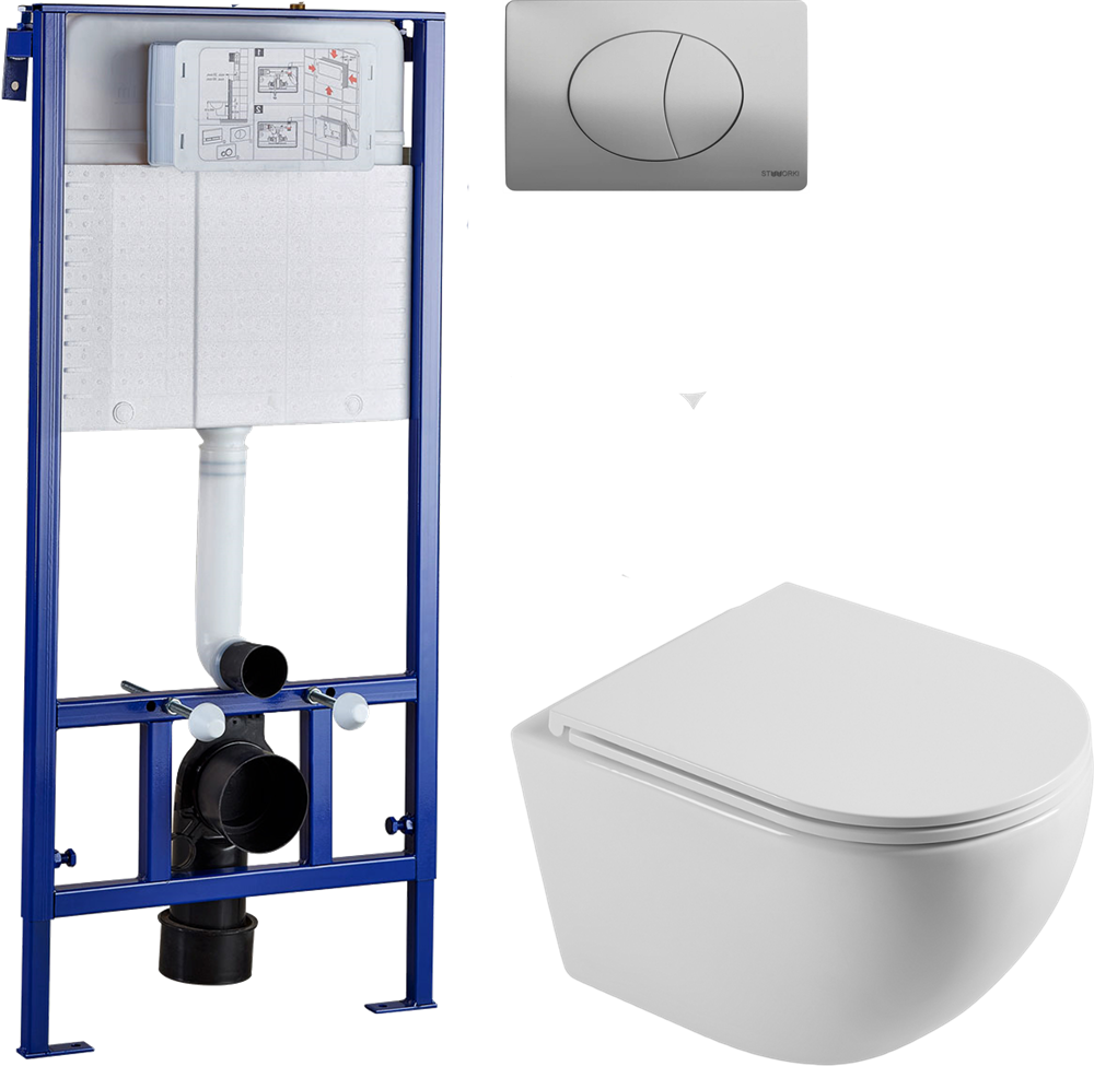 Детальная картинка товара «комплект унитаз подвесной stworki скаген sk-09up безободковый, с микролитом + система инсталляции дл»