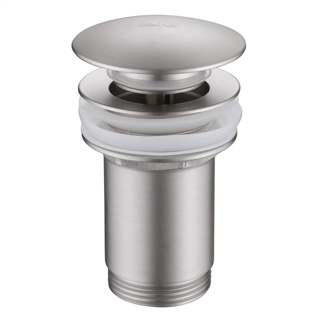 Донный клапан ABBER AF0010SP с переливом, клик-клак, сатин Донный клапан ABBER AF0010SP с переливом, клик-клак, сатин