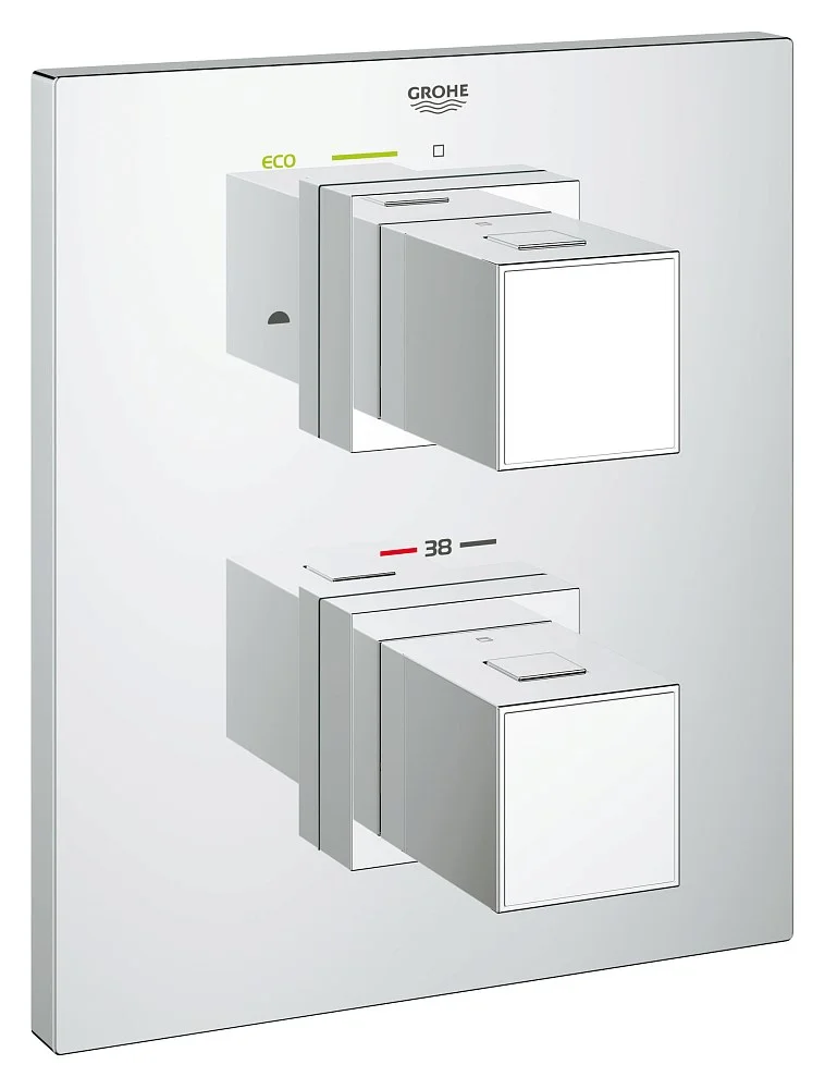 Смеситель для ванны GROHE Grohtherm Cube с переключателем, хром (19958000) внешняя часть термостата Смеситель для ванны GROHE Grohtherm Cube с переключателем, хром (19958000) внешняя часть термостата
