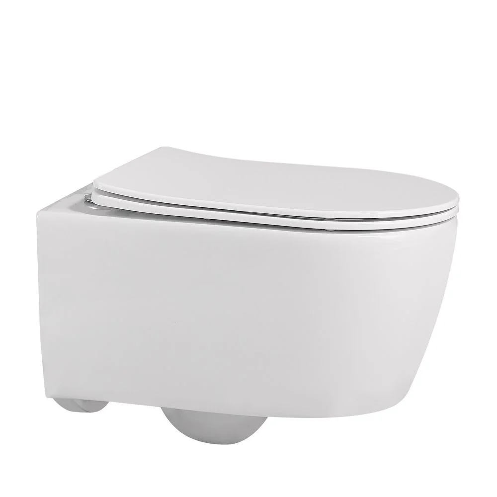 Унитаз подвесной ABBER Bequem AC1104 белый, безободковый с крышкой микролифт Унитаз подвесной ABBER Bequem AC1104 белый, безободковый с крышкой микролифт