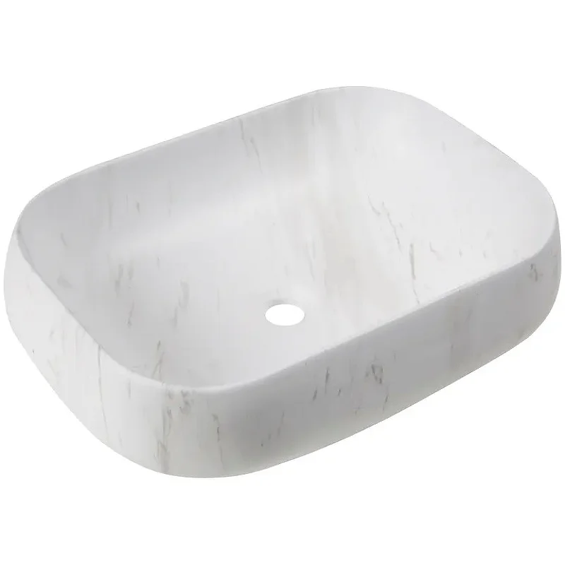 Раковина Ceruttispa CR0086 MMW1 565х400х145 накладная, мрамор матовый белый, прямоугольная Раковина Ceruttispa CR0086 MMW1 565х400х145 накладная, мрамор матовый белый, прямоугольная