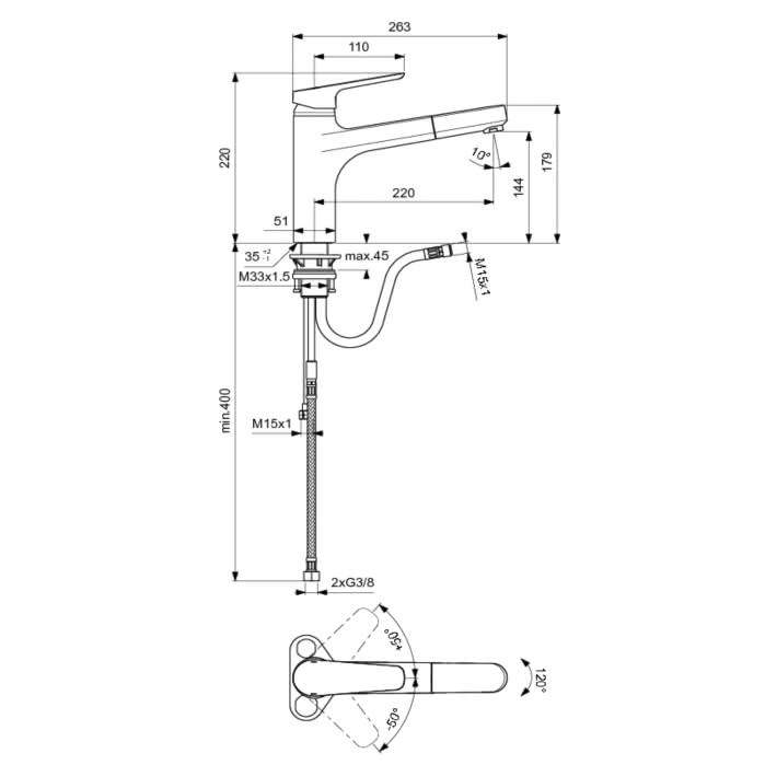 Детальная картинка товара «смеситель для кухни ideal standard ceraplan iii b0956aa»