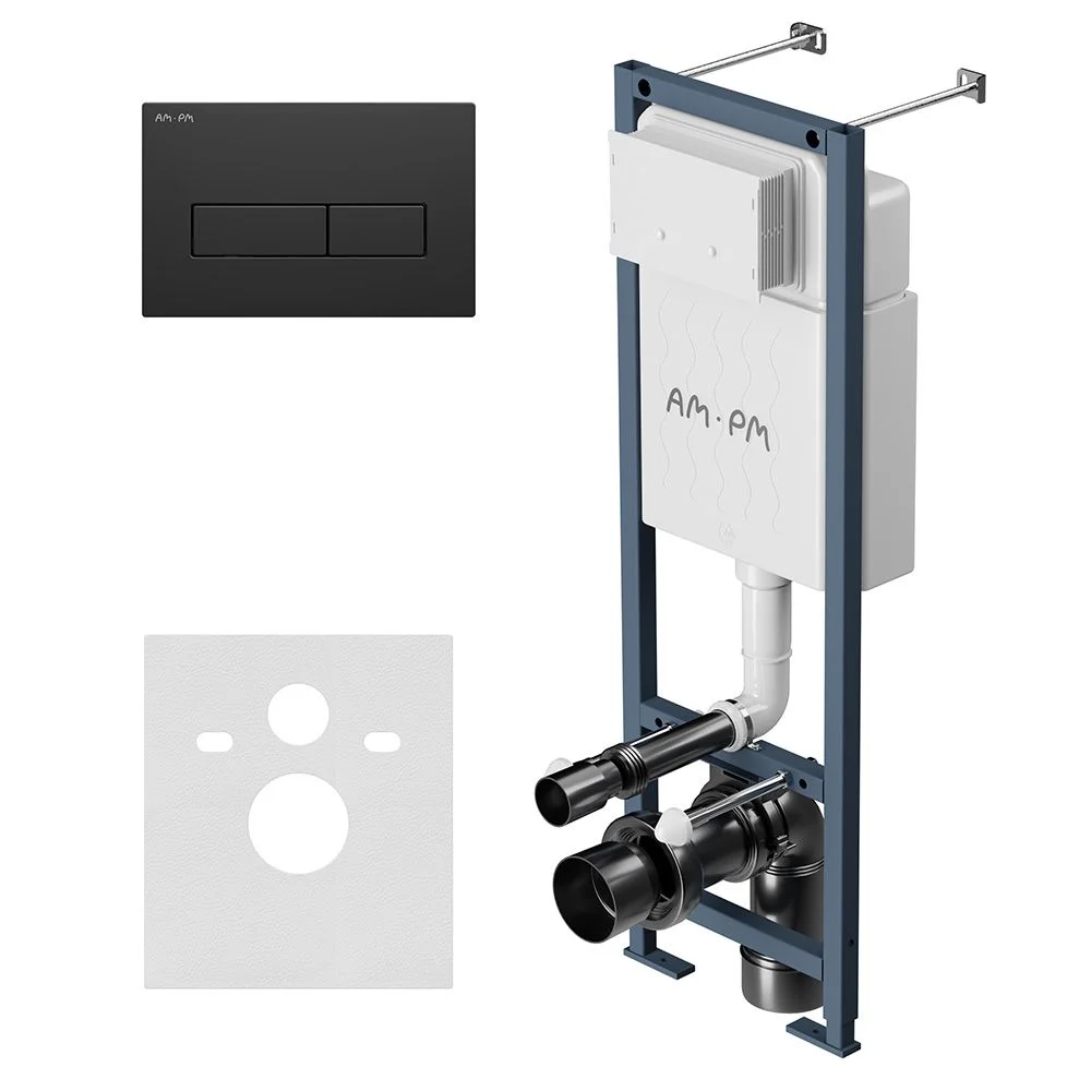 Инсталляция для унитаза AM.PM ErgoFit I012711.0338 ErgoFit с клавишей ErgoFit M пластик, черный матовый Инсталляция для унитаза AM.PM ErgoFit I012711.0338 ErgoFit с клавишей ErgoFit M пластик, черный матовый