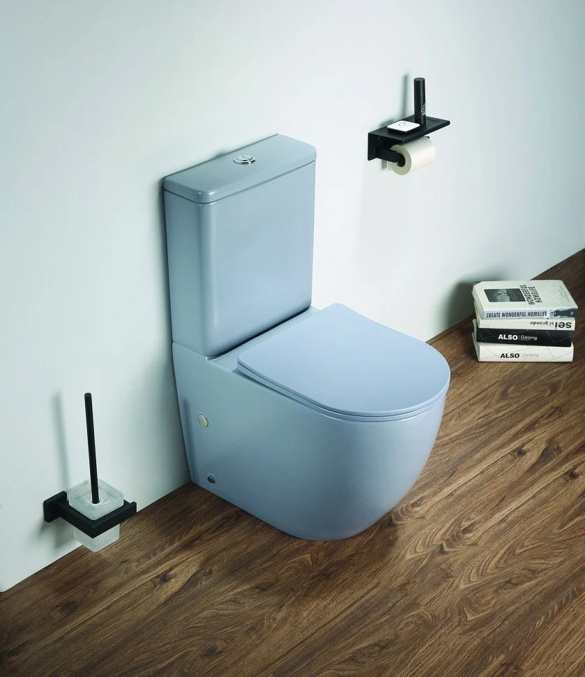 Унитаз напольный CeramaLux 2166 XMHL голубой матовый с крышкой микролифт Унитаз напольный CeramaLux 2166 XMHL голубой матовый с крышкой микролифт