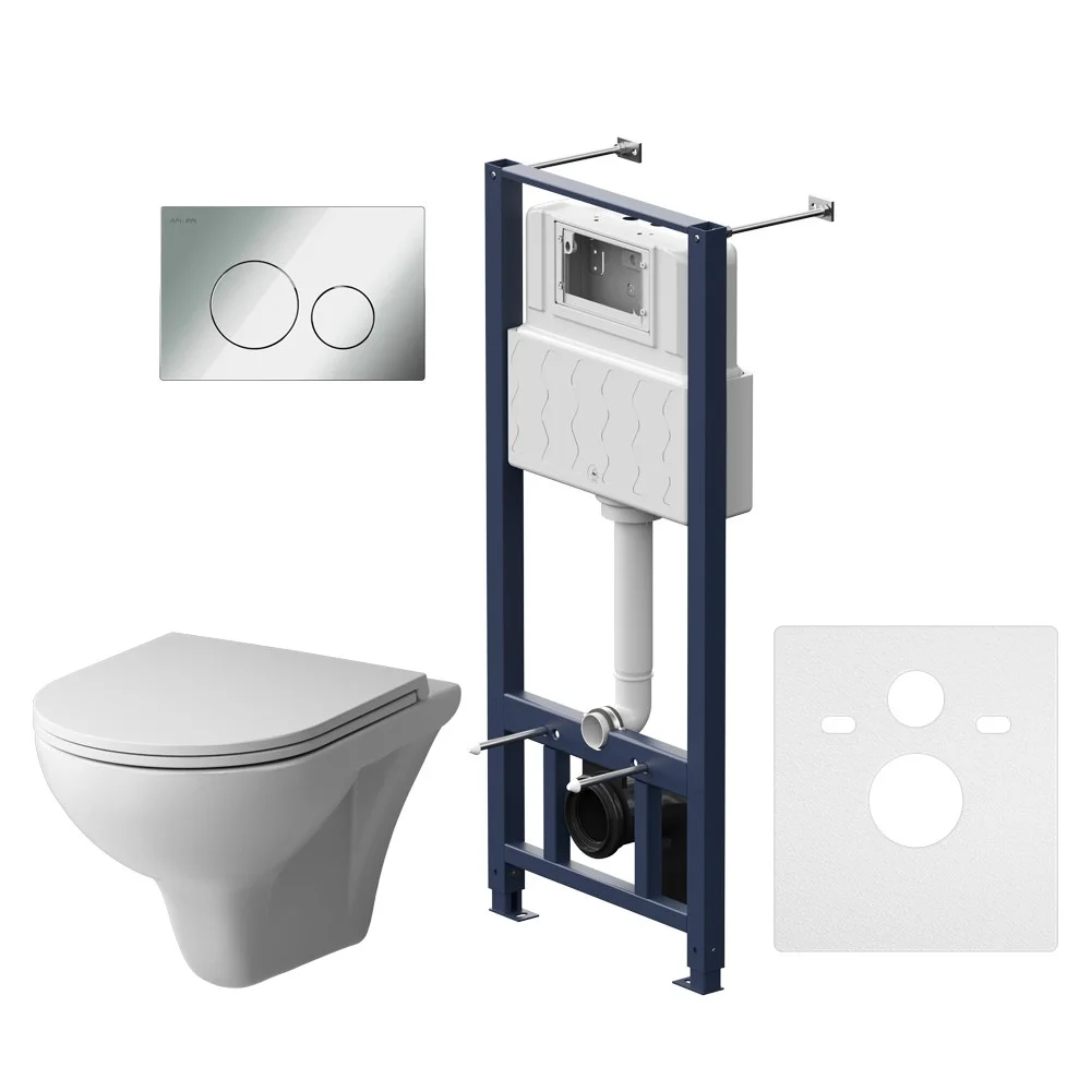 Комплект унитаза AM.PM Gem FlashClean IS49051.901700 с инсталляцией; сиденьем микролифт и клавишей смыва Комплект унитаза AM.PM Gem FlashClean IS49051.901700 с инсталляцией; сиденьем микролифт и клавишей смыва