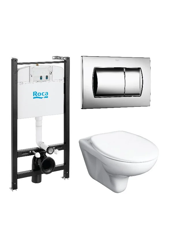 Комплект Roca Mateo Pack 893100010 Унитаз подвесной , инсталляция , кнопка смыва , сиденье Комплект Roca Mateo Pack 893100010 Унитаз подвесной , инсталляция , кнопка смыва , сиденье