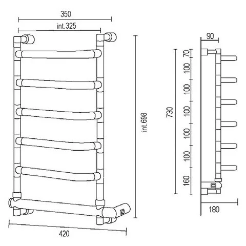 Полотенцесушитель электрический Margaroli Luna (Луна) 588-6 32.5 x 73 см, DX/SX Box – правый/левый 588DX6CRNB Полотенцесушитель электрический Margaroli Luna (Луна) 588-6 32.5 x 73 см, DX/SX Box – правый/левый 588DX6CRNB