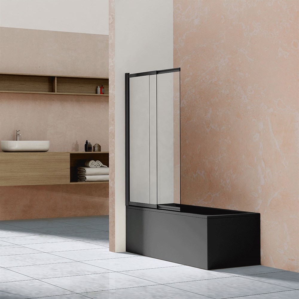 Детальная картинка товара «шторка на ванну vincea vsb-1e100clb, 1000x1450, матовый черный, стекло прозрачное»