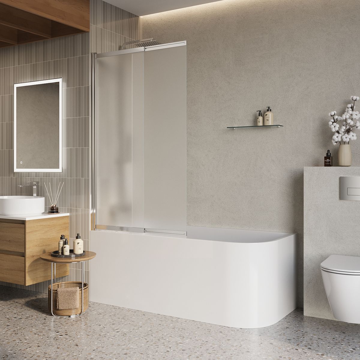 Детальная картинка товара «шторка на ванну belbagno luce-vf-11-90/145-p-cr»