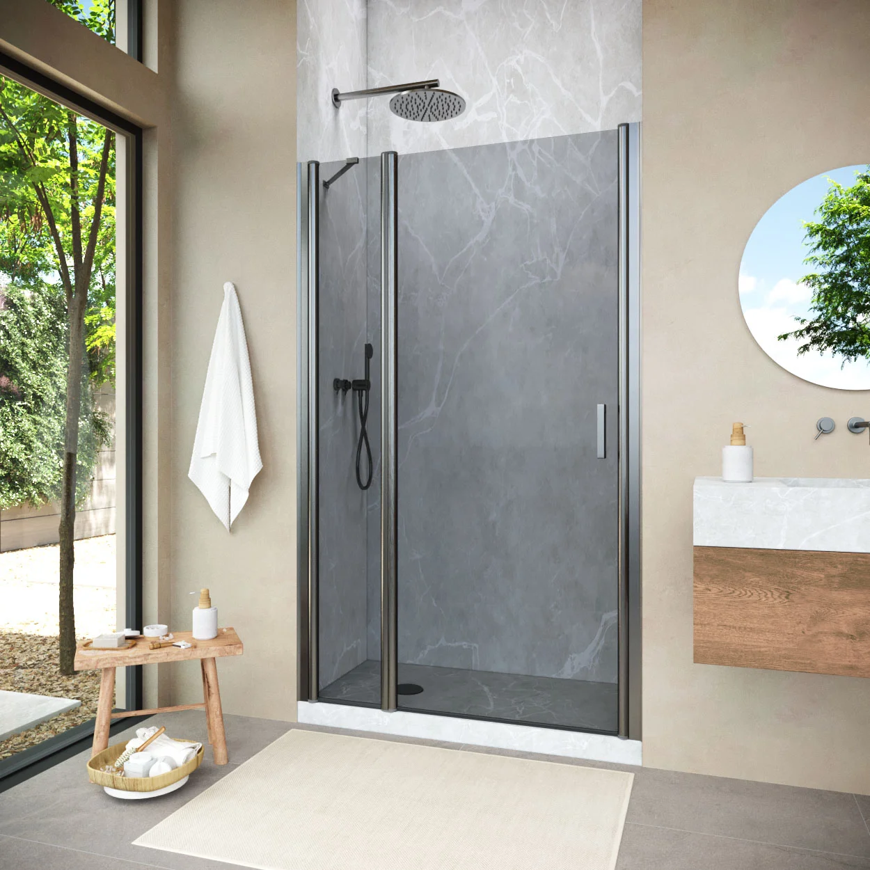 Душевая дверь Vegas-glass EP-F-1 NOVO h2000 155 11 07 L 1550 мм, профиль оружейная сталь, стекло графит Душевая дверь Vegas-glass EP-F-1 NOVO h2000 155 11 07 L 1550 мм, профиль оружейная сталь, стекло графит