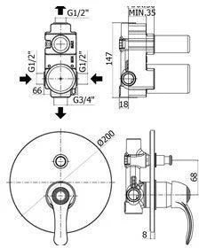Смеситель для душа Paffoni Giorgia GI015CR (с внутренней частью) Смеситель для душа Paffoni Giorgia GI015CR (с внутренней частью)