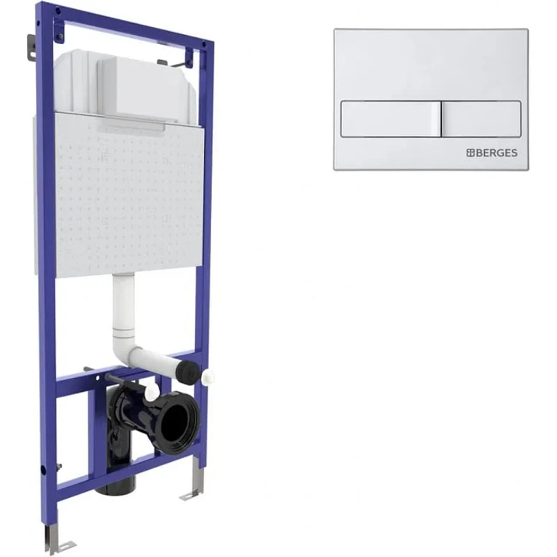 Инсталляция для унитаза BERGES NOVUM L2 с кнопкой смыва, матовый хром 040212 Инсталляция для унитаза BERGES NOVUM L2 с кнопкой смыва, матовый хром 040212