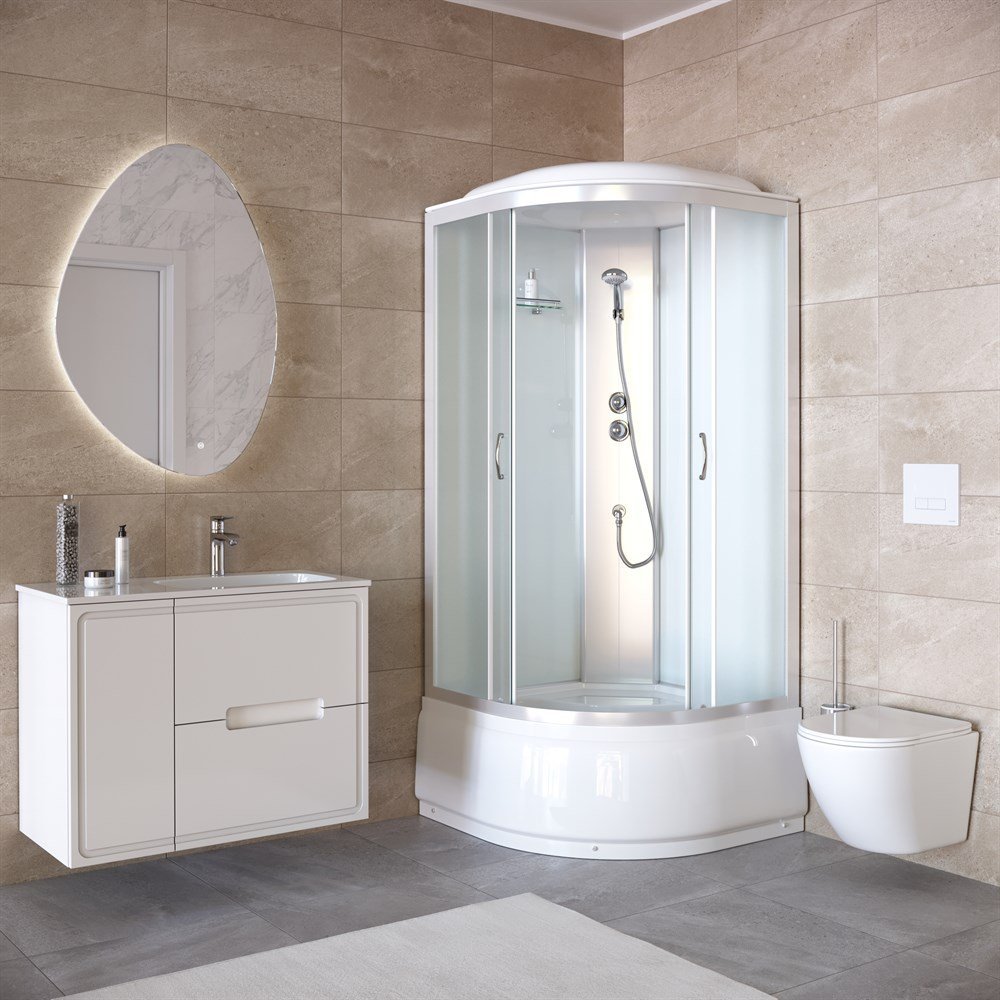 Детальная картинка товара «душевая кабина taliente 90x90x215см, четверть круга, матовое стекло ta-9090m»