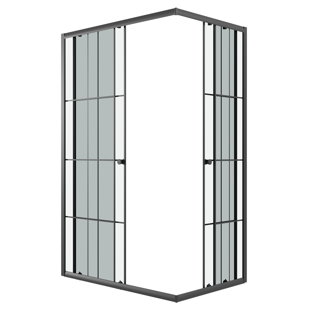Детальная картинка товара «душевой уголок niagara eco ng-1018-14qkl (100x80x190) прямоугольник, раздвиж, профиль черный, стекло клетка (4мм)»