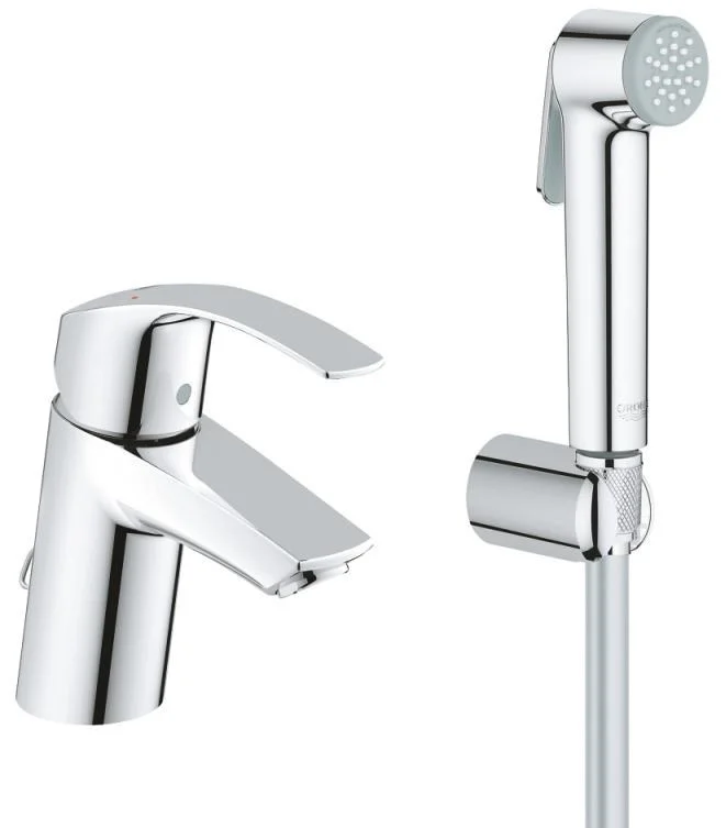 Смеситель для раковины GROHE Eurosmart New с цепочкой и Гигиенический душем, хром (23124002) Смеситель для раковины GROHE Eurosmart New с цепочкой и Гигиенический душем, хром (23124002)