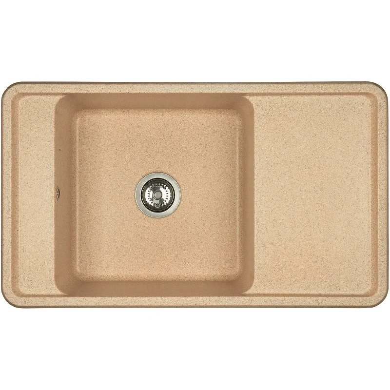 Кухонная мойка Aquaton Беллис 87 1A724832BS220 из литого мрамора, песочный Кухонная мойка Aquaton Беллис 87 1A724832BS220 из литого мрамора, песочный