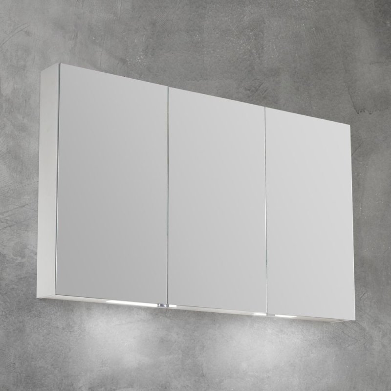 Детальная картинка товара «зеркальный шкаф spc-3a-dl-bl-1200 8w 220-240v 1200x126x700 с нижней подсветкой дверей с розеткой и сенсорным выключателем»