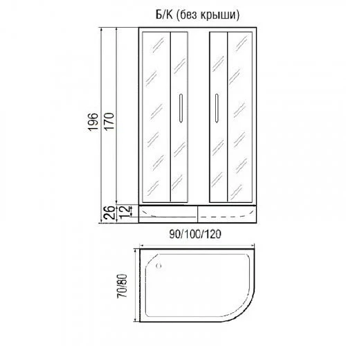 Душевой уголок River DON 120/80/26 MT L без поддона 10000000098 Душевой уголок River DON 120/80/26 MT L без поддона 10000000098