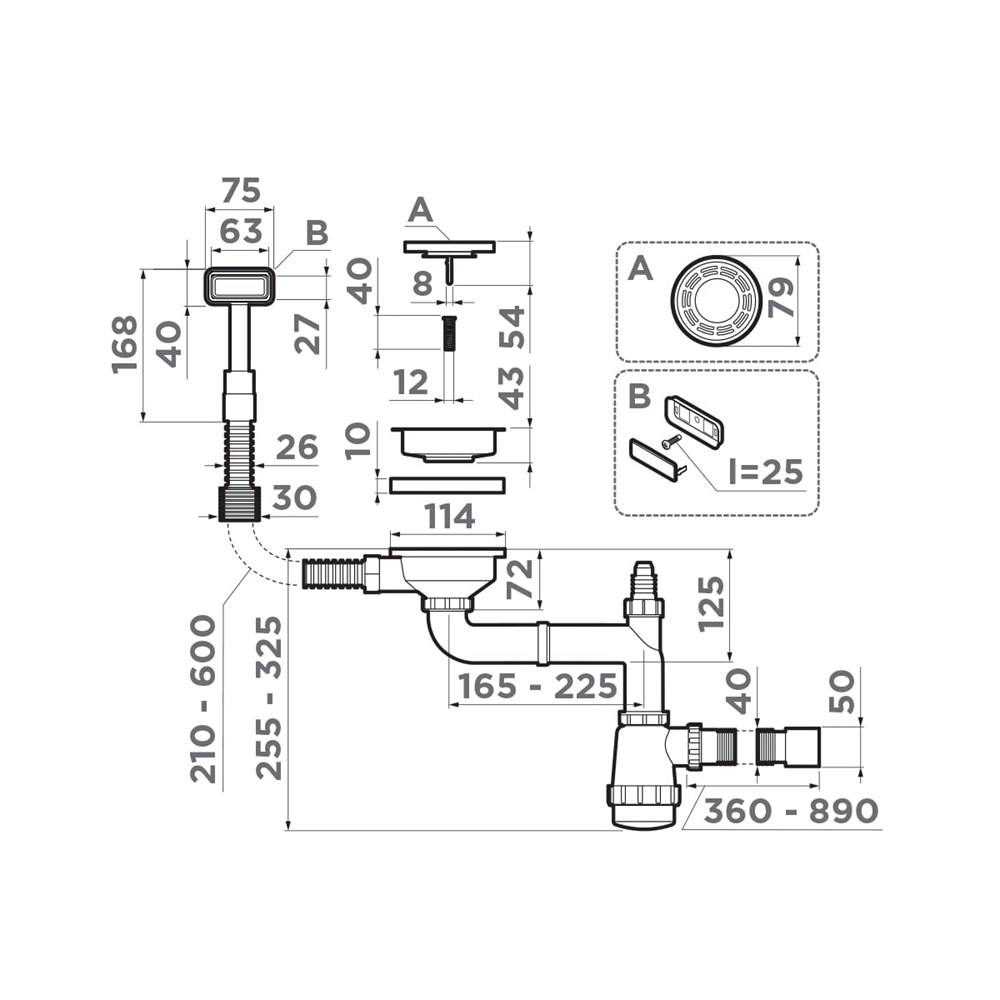 Детальная картинка товара «сифон для кухни omoikiri wk-1-in 4956482»