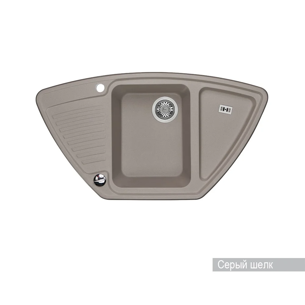 Кухонная мойка Aquaton Лория 1A715032LR250 из литого мрамора, угловая, серый шелк Кухонная мойка Aquaton Лория 1A715032LR250 из литого мрамора, угловая, серый шелк