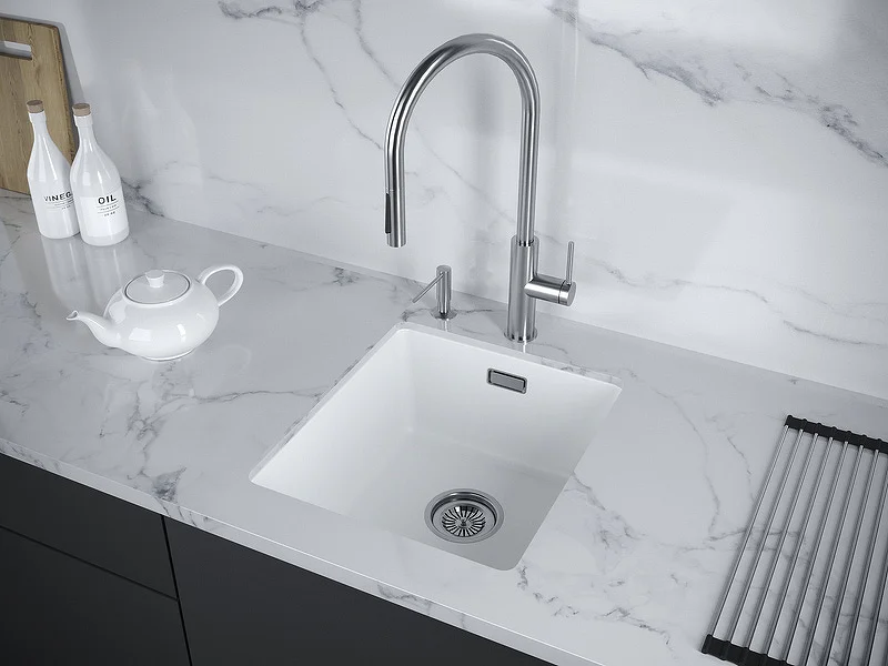 Кухонная мойка Paulmark LUMI 41UNI LU41-WH, белый, 410х460 Кухонная мойка Paulmark LUMI 41UNI LU41-WH, белый, 410х460