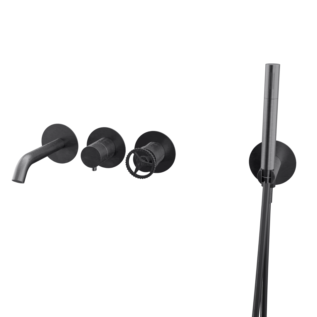 Смеситель для ванны Remer Chrono CH53D2PCFP, черный брашированный хром Смеситель для ванны Remer Chrono CH53D2PCFP, черный брашированный хром