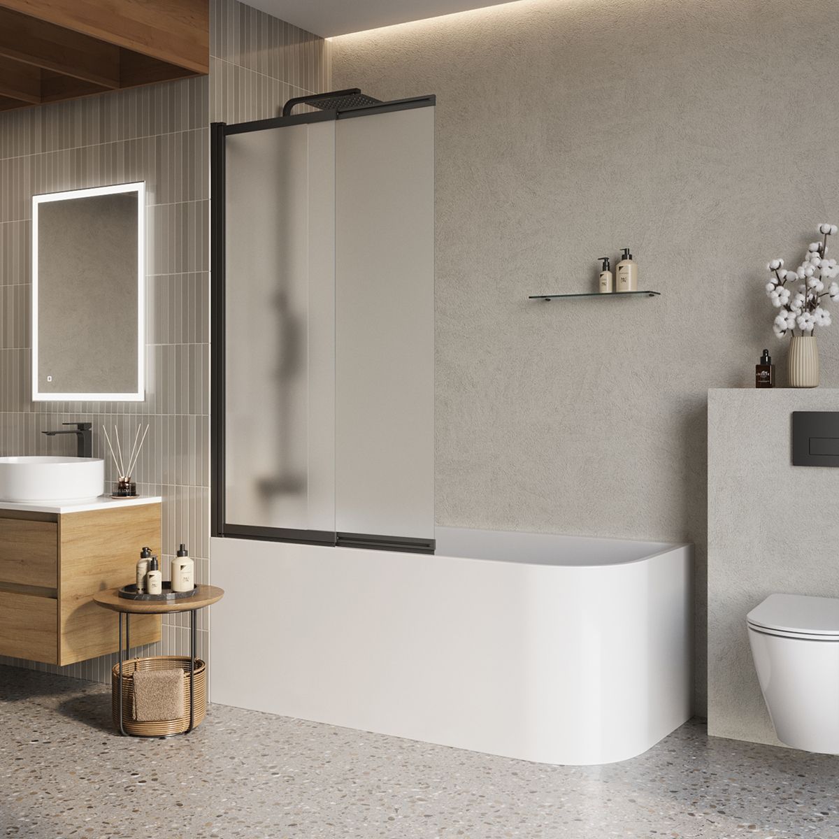 Детальная картинка товара «шторка на ванну belbagno luce-vf-11-90/145-p-nero»
