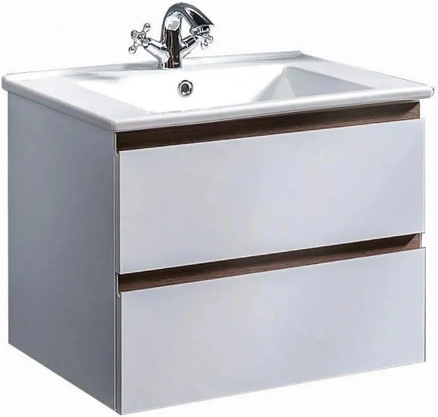 Тумба под раковину Boheme CAPOLDA 65 белая + ручка дерево 849-065-WW Тумба под раковину Boheme CAPOLDA 65 белая + ручка дерево 849-065-WW