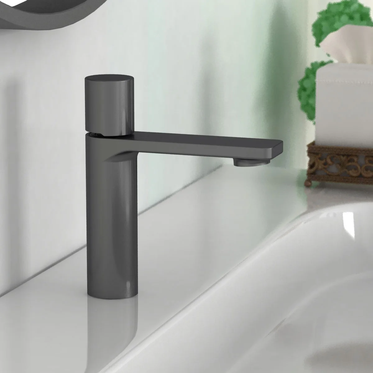 Смеситель для раковины Vincea Vogue VBF-4V3GM, вороненая сталь Смеситель для раковины Vincea Vogue VBF-4V3GM, вороненая сталь