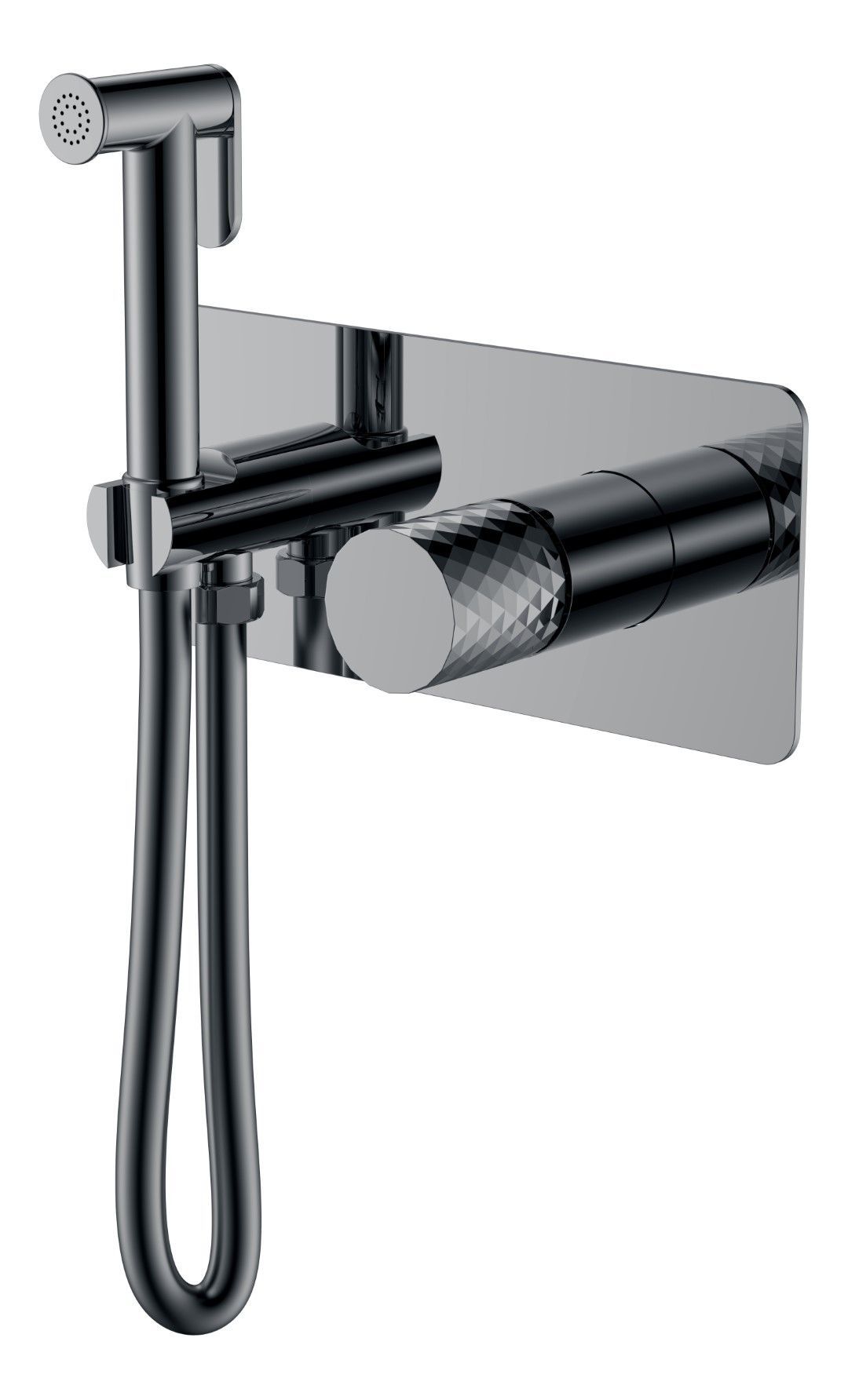 Детальная картинка товара «гигиенический душ boheme stick shine gun metal c ручкой diamond 127-sgm графит глянец»