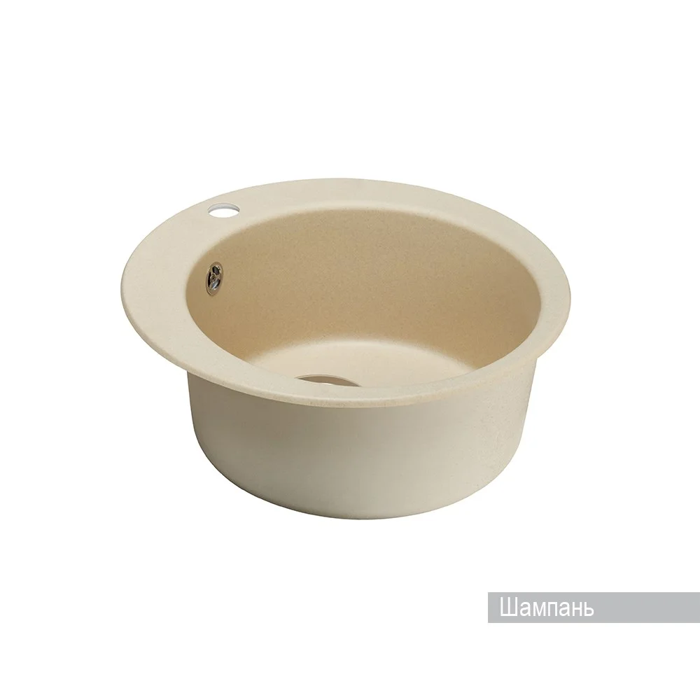 Кухонная мойка Aquaton Иверия 1A711032IV290 из литого мрамора, круглая, шампань Кухонная мойка Aquaton Иверия 1A711032IV290 из литого мрамора, круглая, шампань