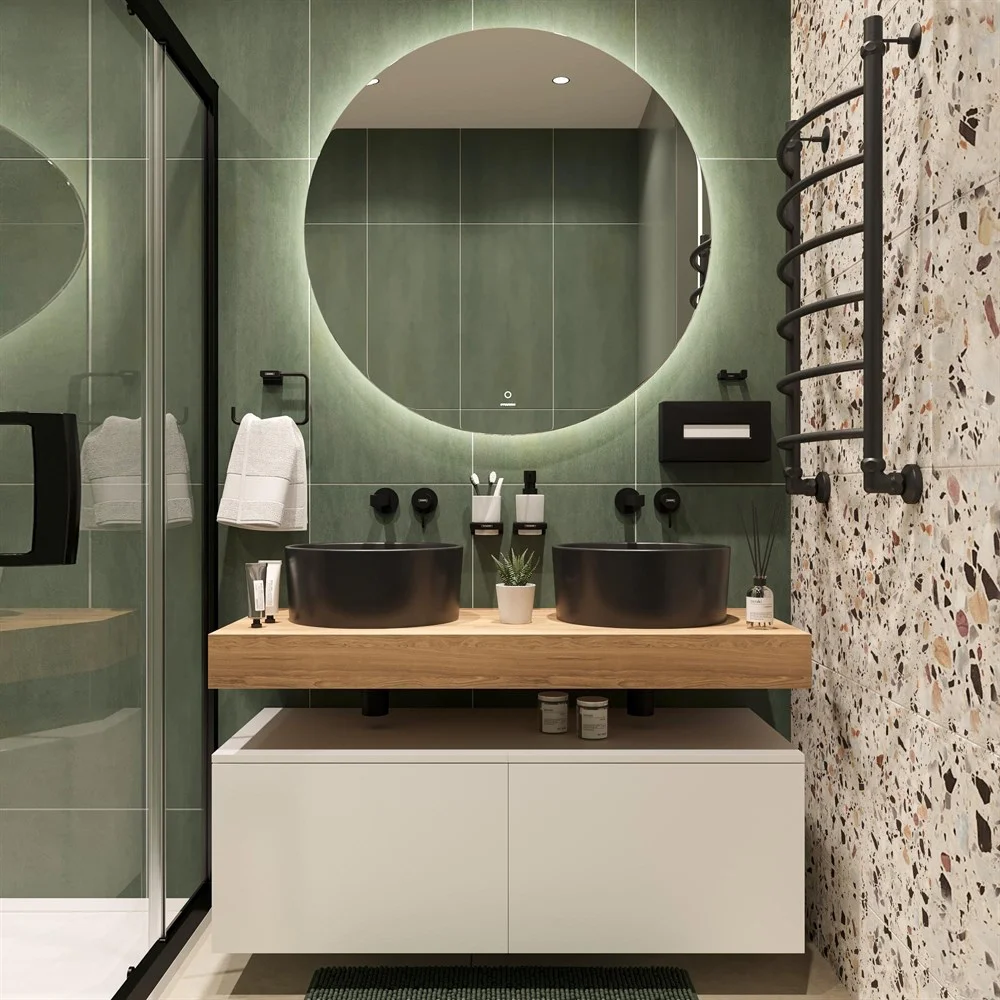 Комплект мебели STWORKI Ольборг 120 столешница дуб французский, без отверстий, 2 тумбы 60 + 2 ракови 483411 Комплект мебели STWORKI Ольборг 120 столешница дуб французский, без отверстий, 2 тумбы 60 + 2 ракови 483411