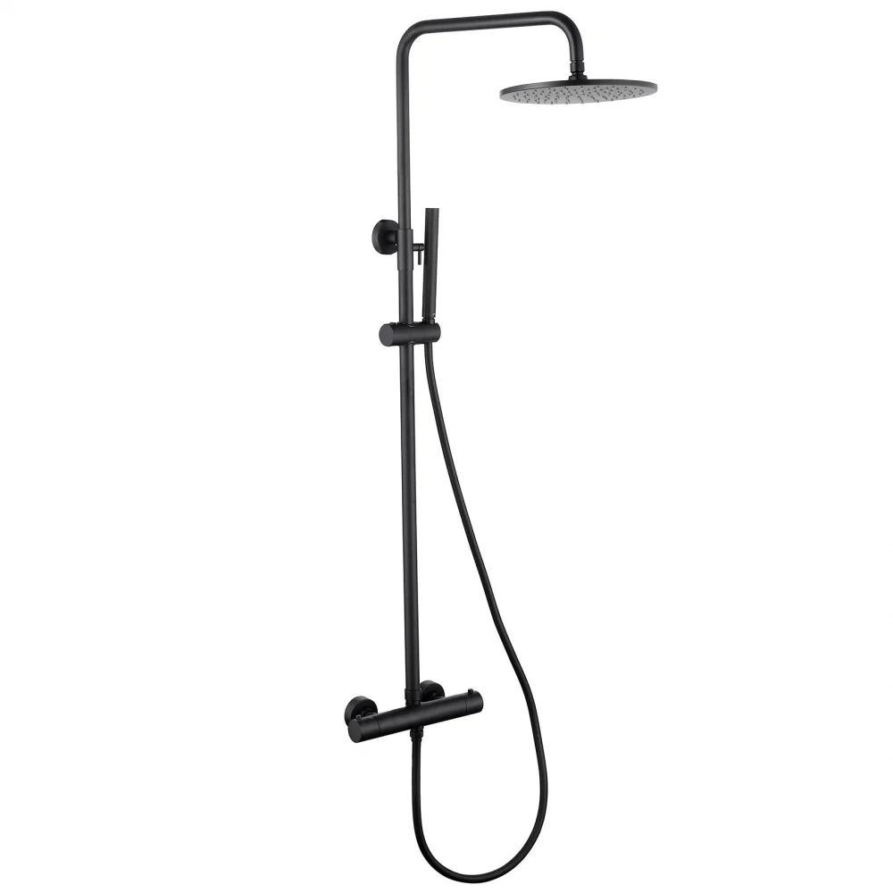 Душевая система ABBER Wasser Kreis AF8160BL с термостатом без излива, черная матовая Душевая система ABBER Wasser Kreis AF8160BL с термостатом без излива, черная матовая