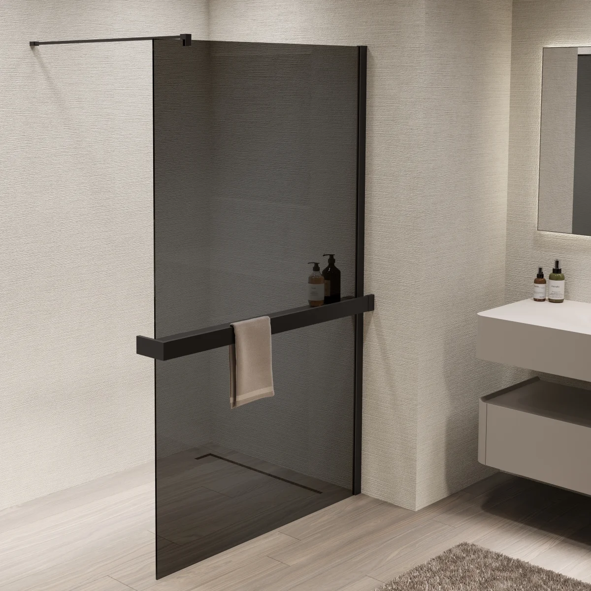 Душевая перегородка Vincea Walk-In VSW-1HR100CGB 1000x2000 черный, стекло тонированное Душевая перегородка Vincea Walk-In VSW-1HR100CGB 1000x2000 черный, стекло тонированное